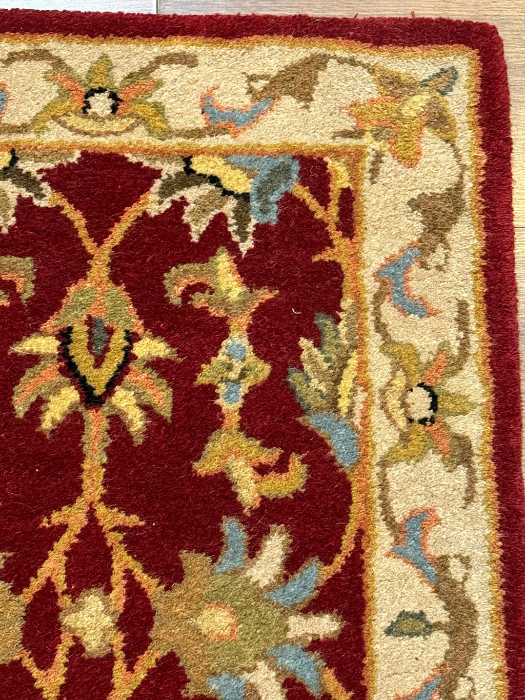 Small Floral Wool Rug 2x3, Safavieh Heritage Collection, Dark Red & Cream