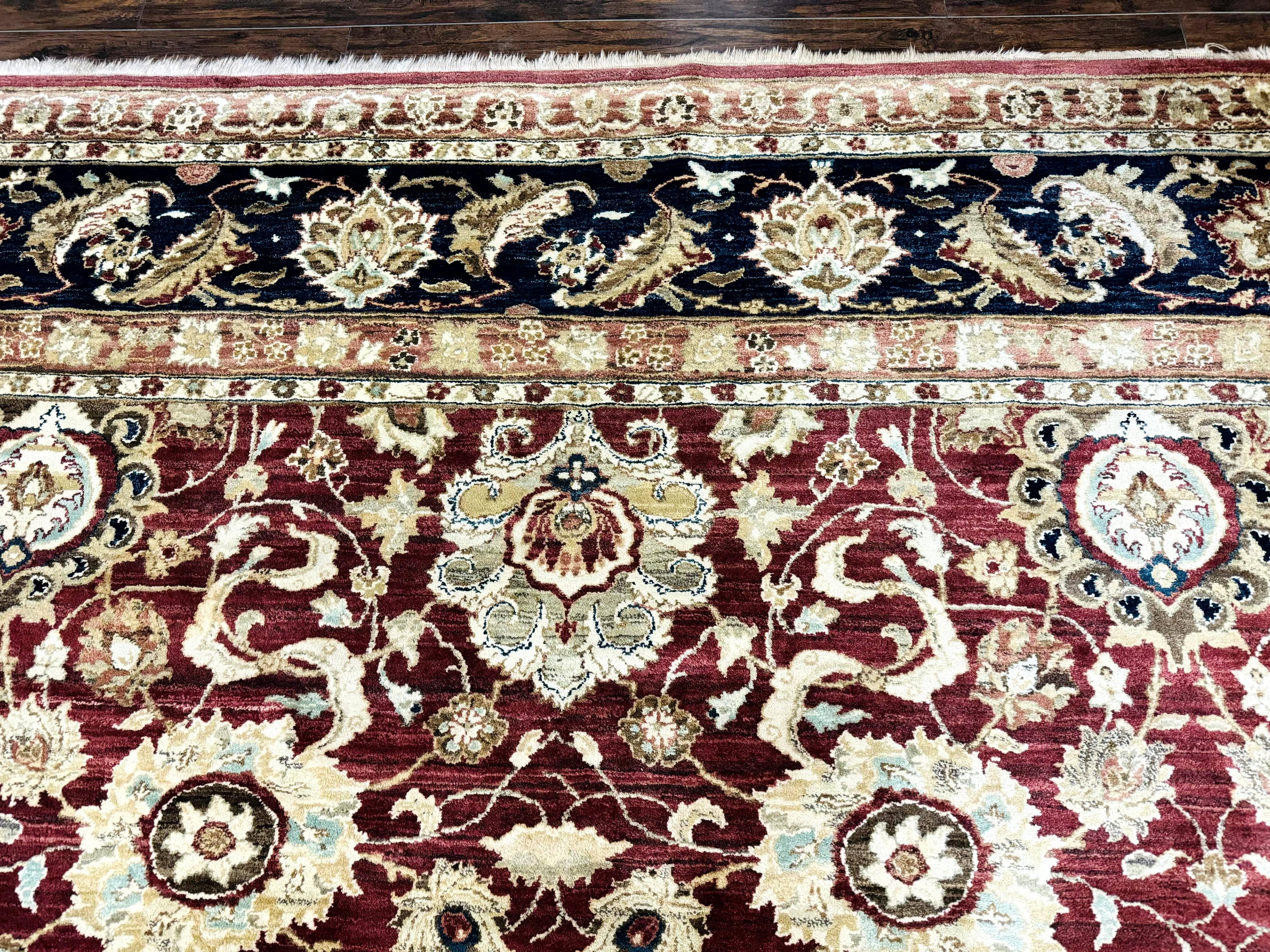 Palace Sized Indian Agra Rug 12x17, Wool Handmade Floral Allover Carpet