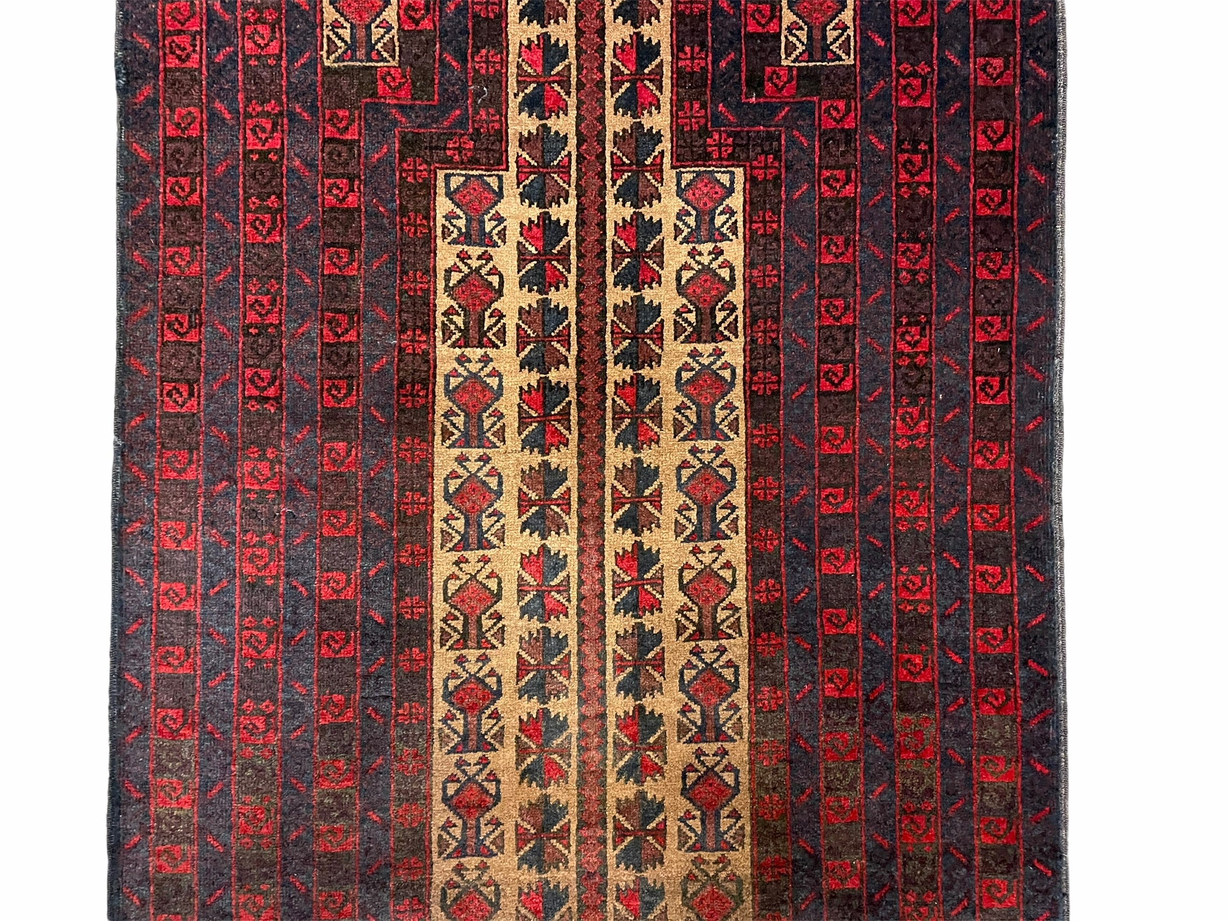 3 X 3.5 New Vintage Handmade Wool Rug Tribal Turkoman Balouch Red Prayer Rug