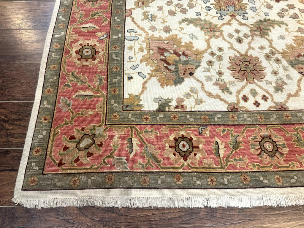 Flatweave Soumak Rug 6x9, Nourison Rug, Wool Handmade, Floral, Ivory