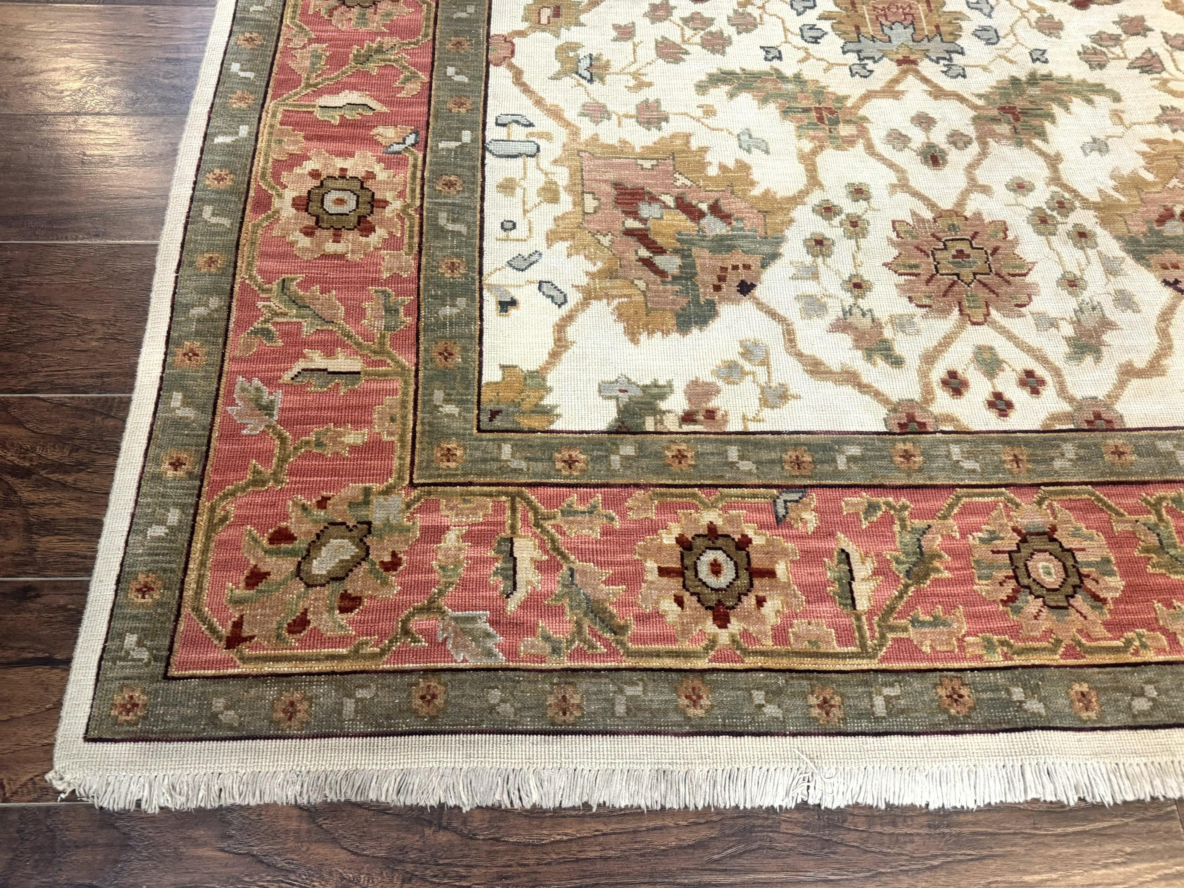 Flatweave Soumak Rug 6x9, Nourison Rug, Wool Handmade, Floral, Ivory