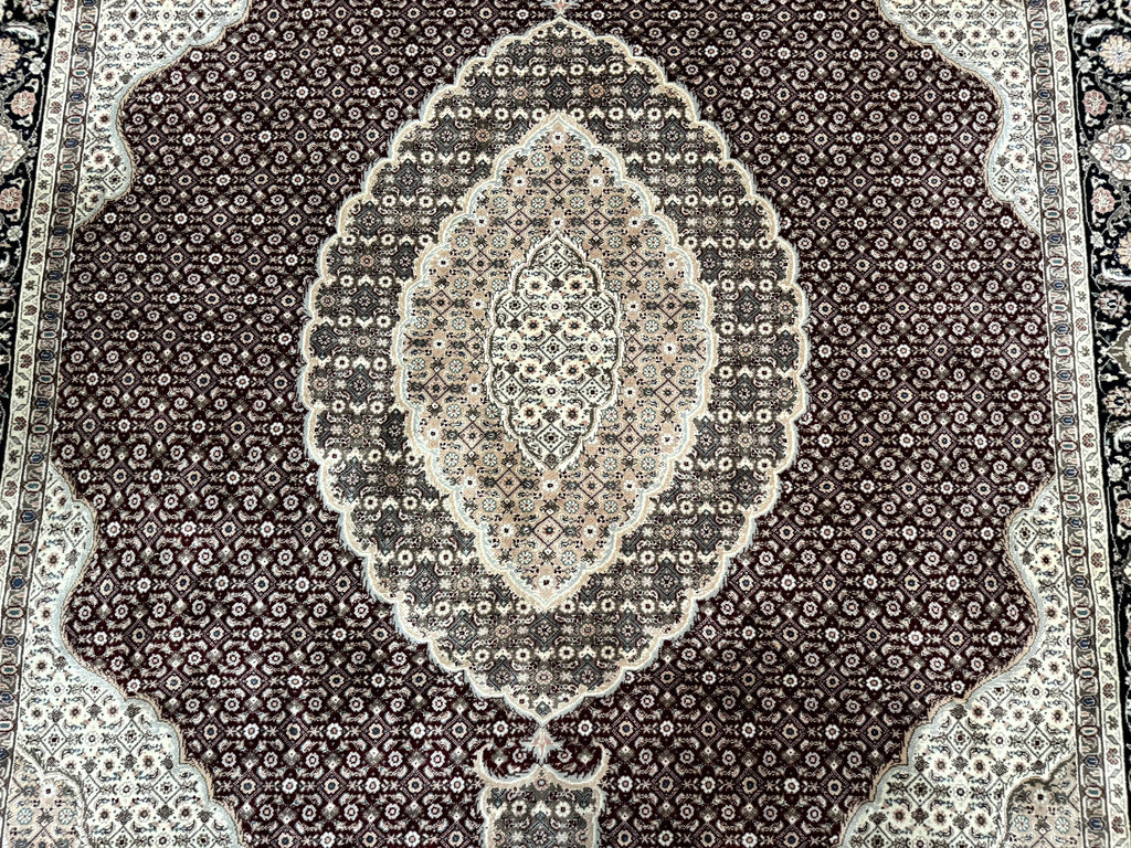 Sino Persian Rug 8x10, Herati, Elegant Oriental Carpet, Dark Maroon