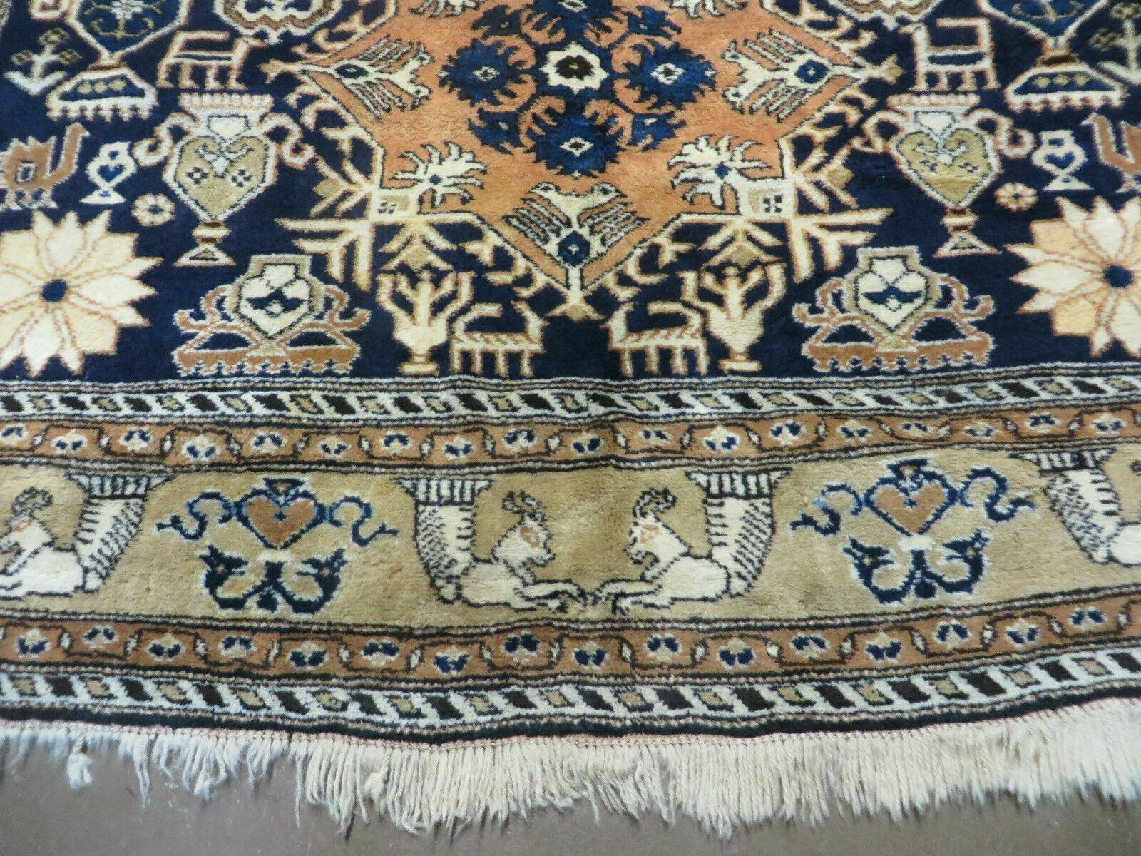 Persian Qum Rug 5.6 x 8.8, Navy Blue
