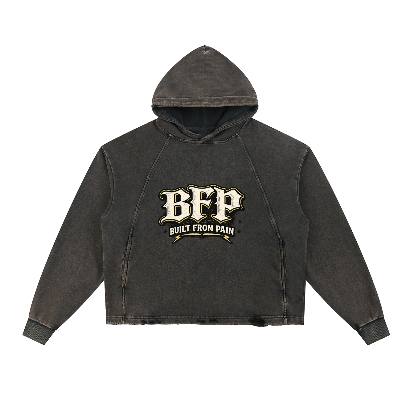 BFP Vintage Washed Frayed-Hem Hoodie
