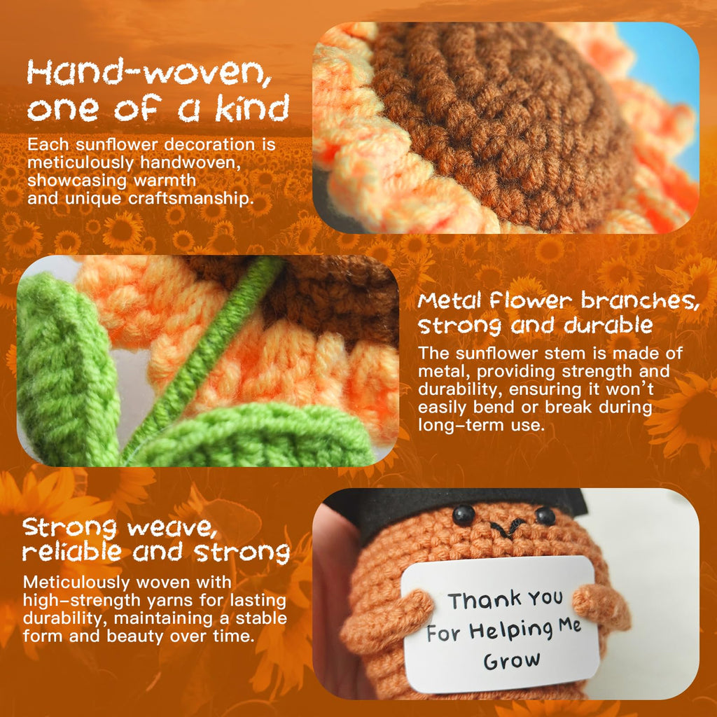 Lanpul Handmade Crochet Sunflower Teacher Appreciation Gift Yellow 1 Pc