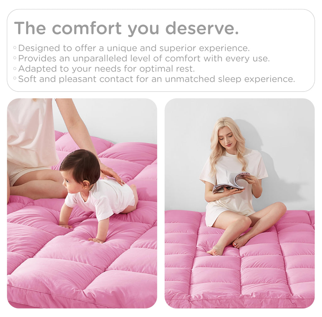 KUB Cotton Mattress Topper Cooling Pillow Top White Queen 80x60in