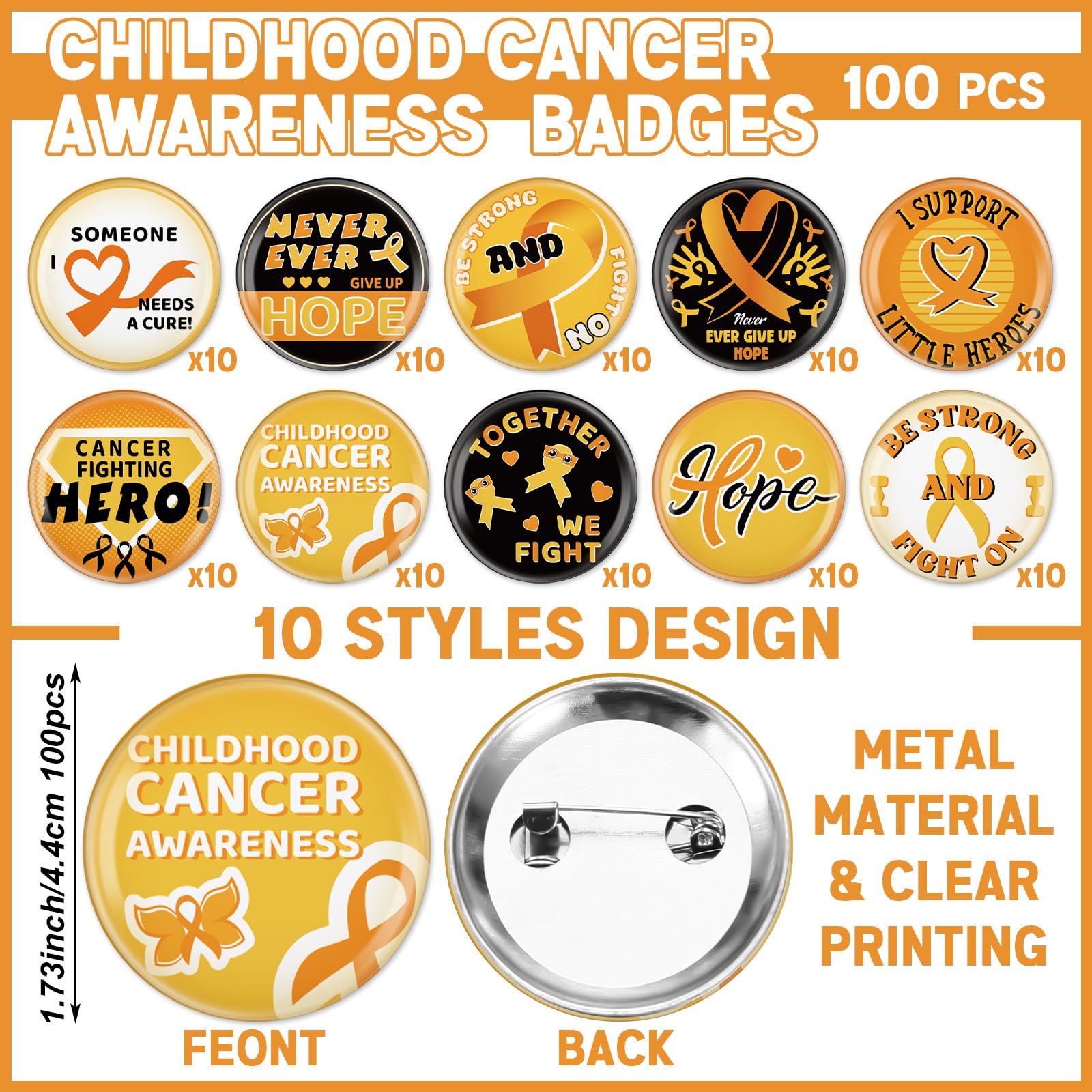 PullCrease Childhood Cancer Awareness Kit 400 Pcs Gold Ribbon Pens Bracelets