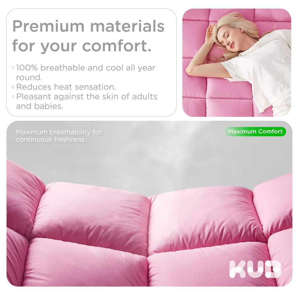 KUB Cotton Mattress Topper Cooling Pillow Top White Queen 80x60in