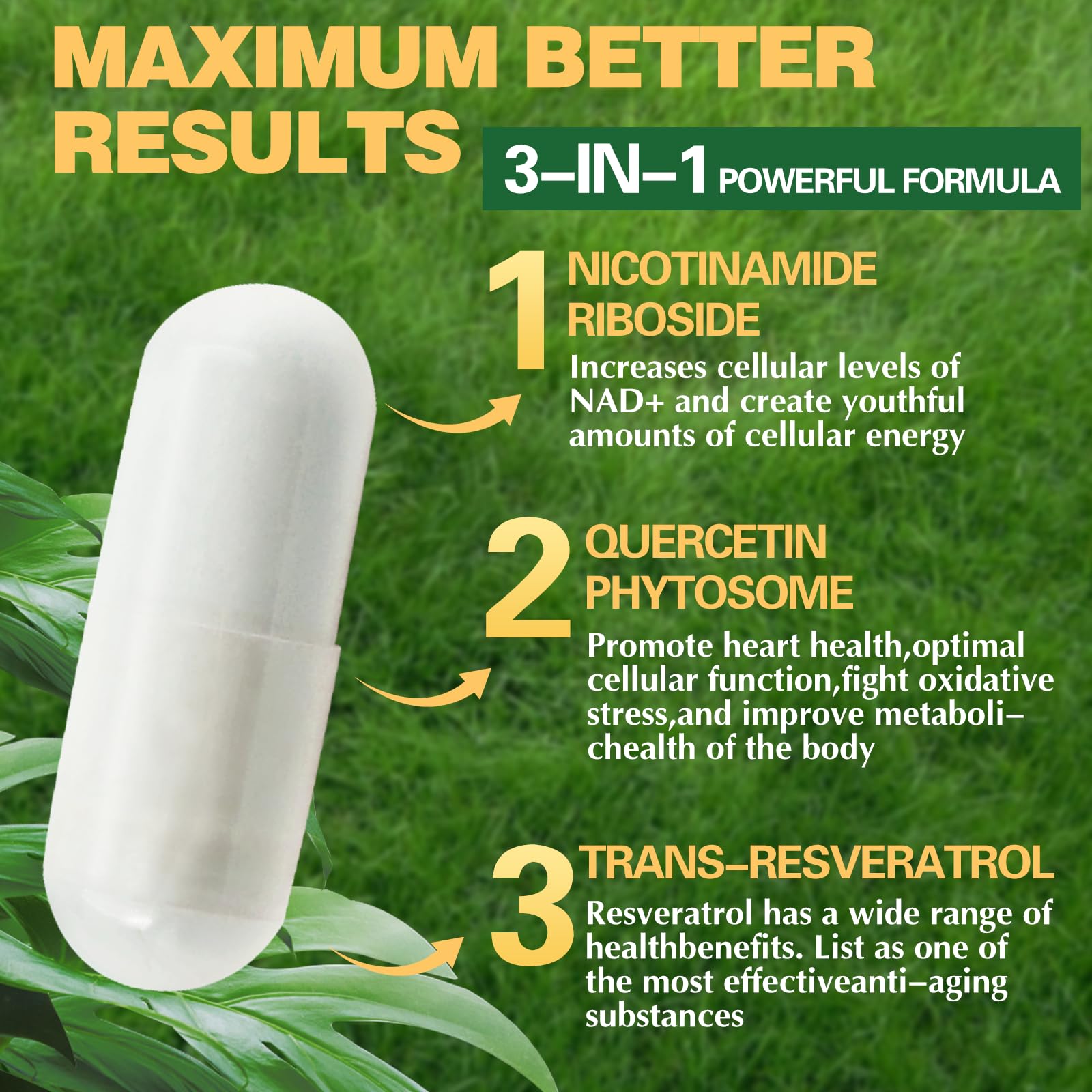 BestBy02/27 PWERD NAD+ Trans Resveratrol 1000mg 150 Capsules Supplement
