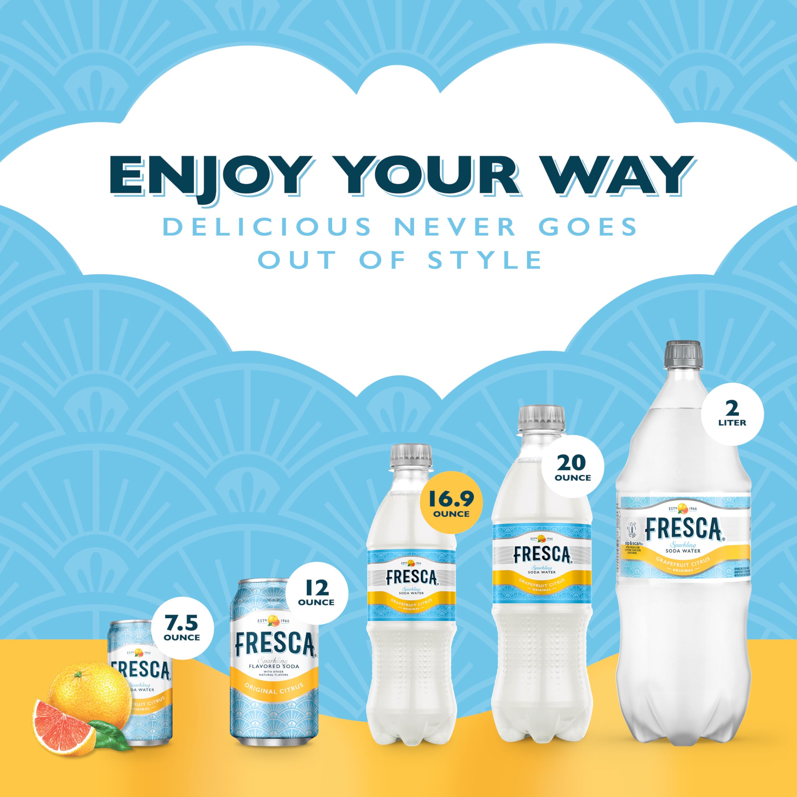 BestBy12/25 Fresca Citrus Soda Soft Drink 16.9oz Bottles 6 Pack