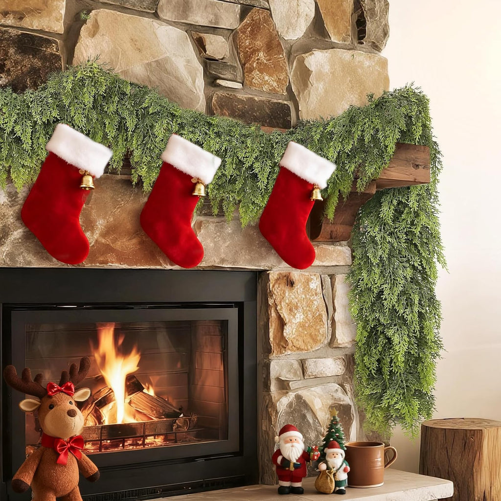 ESTABA 6FT Real Touch Cedar Garland Artificial Green Pine Christmas Decor