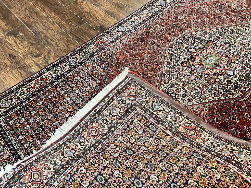 Persian Bidjar Rug 5x10, Wool Hand Knotted Vintage Carpet, Highly Detailed, Mahi Herati Pattern, 5 x 10 Oriental Rug