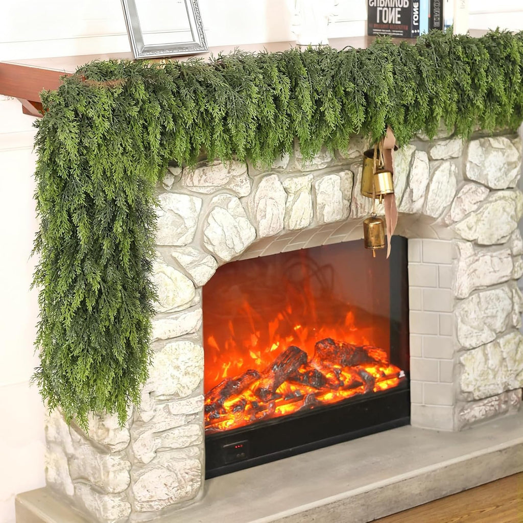 ESTABA 6FT Real Touch Cedar Garland Artificial Green Pine Christmas Decor