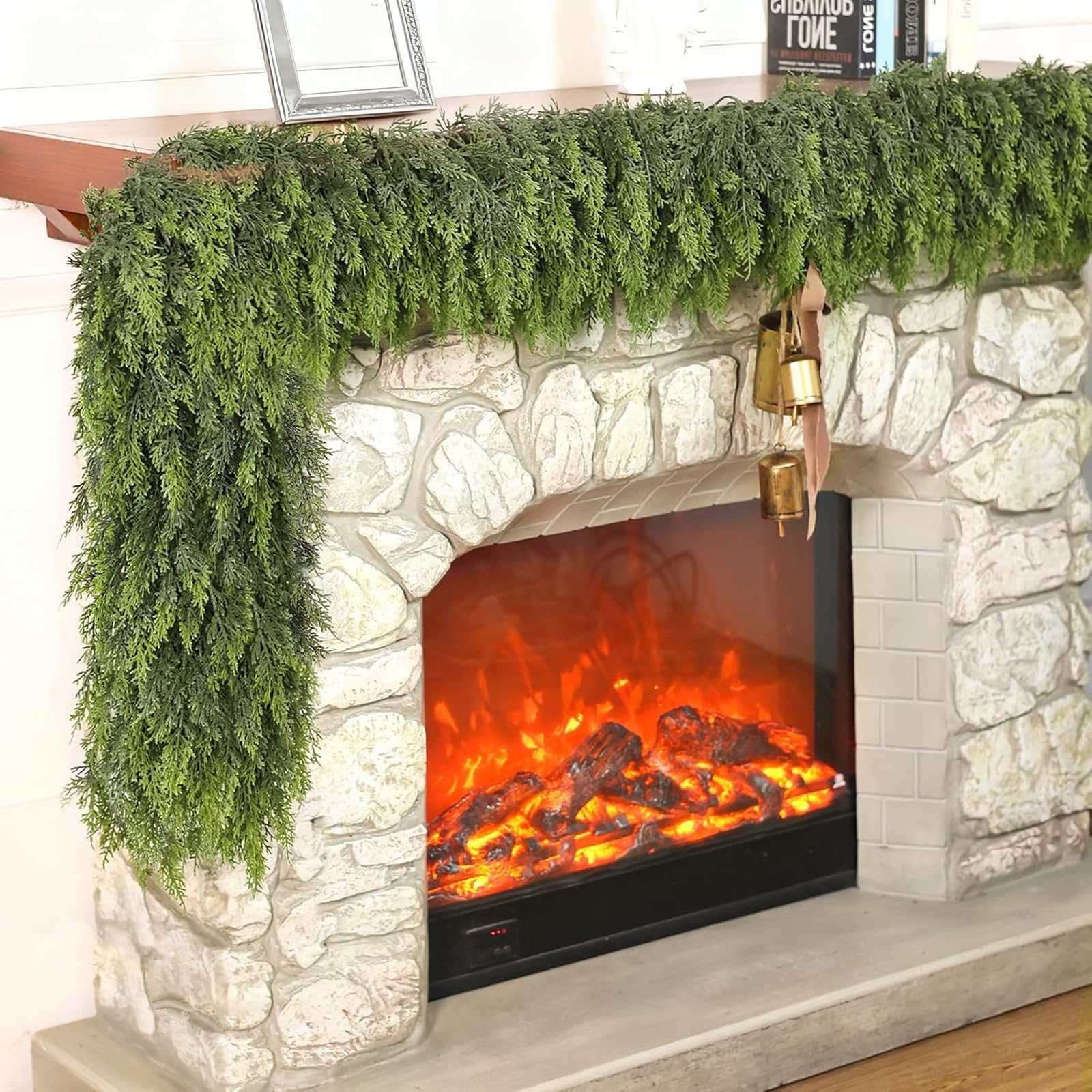 ESTABA 6FT Real Touch Cedar Garland Artificial Green Pine Christmas Decor