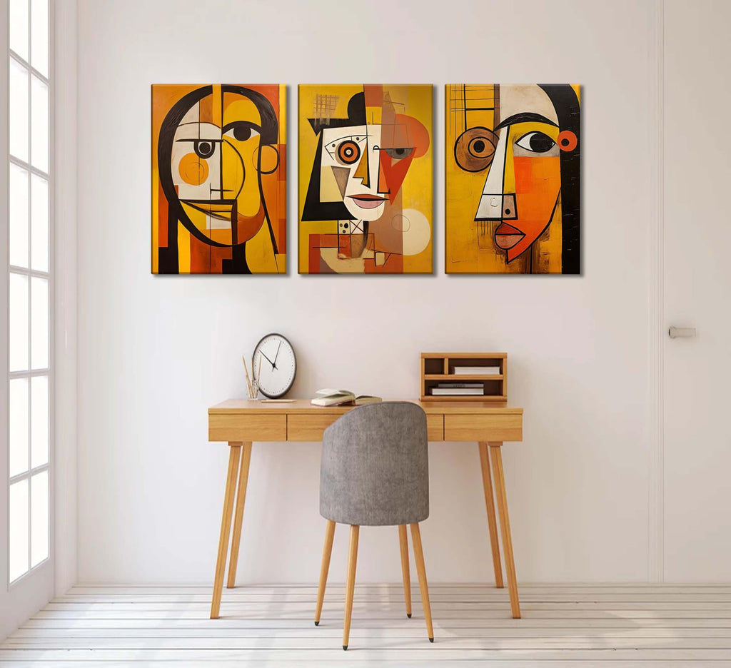LAJDXSX 3 Pcs Abstract Portrait Canvas Wall Art Orange 12x16in Set