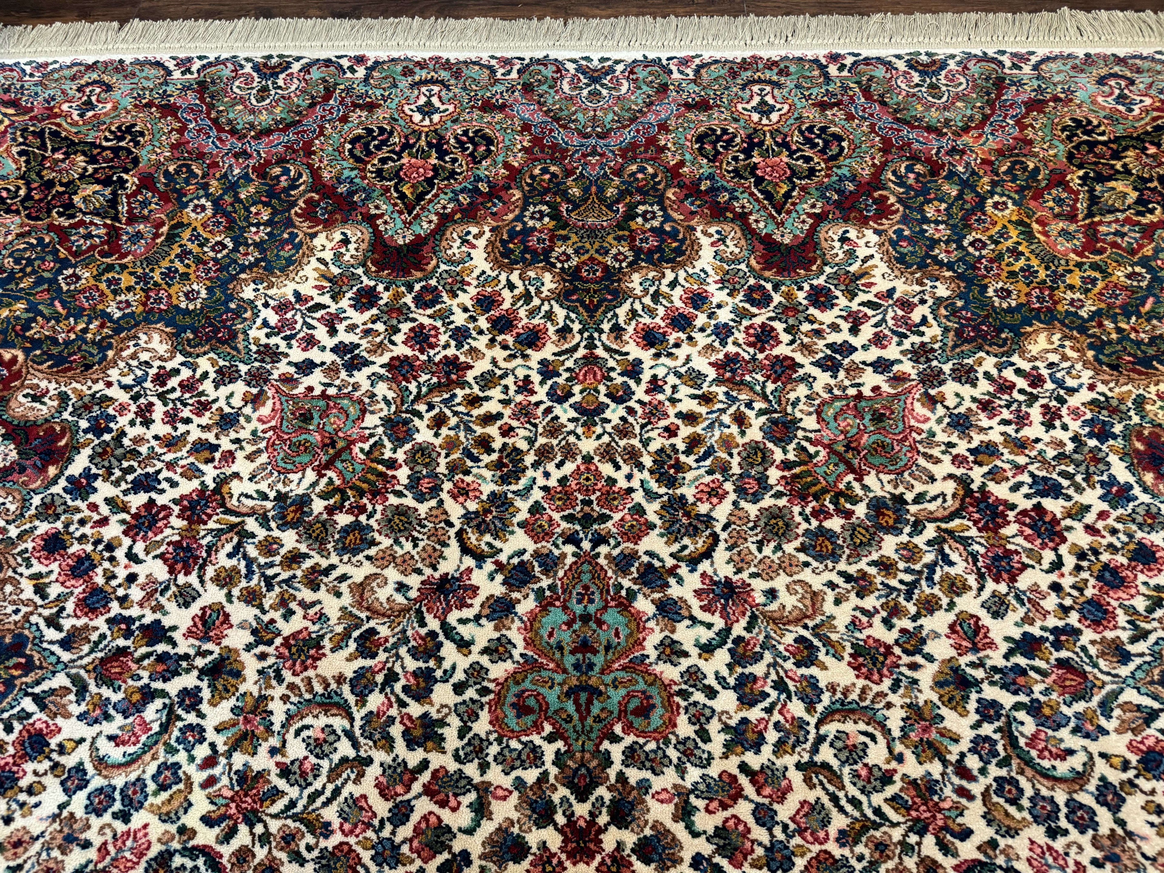 Karastan Rug #742 Floral Kirman 8.8 x 12, Wool Pile, Vintage Original Series, Rare