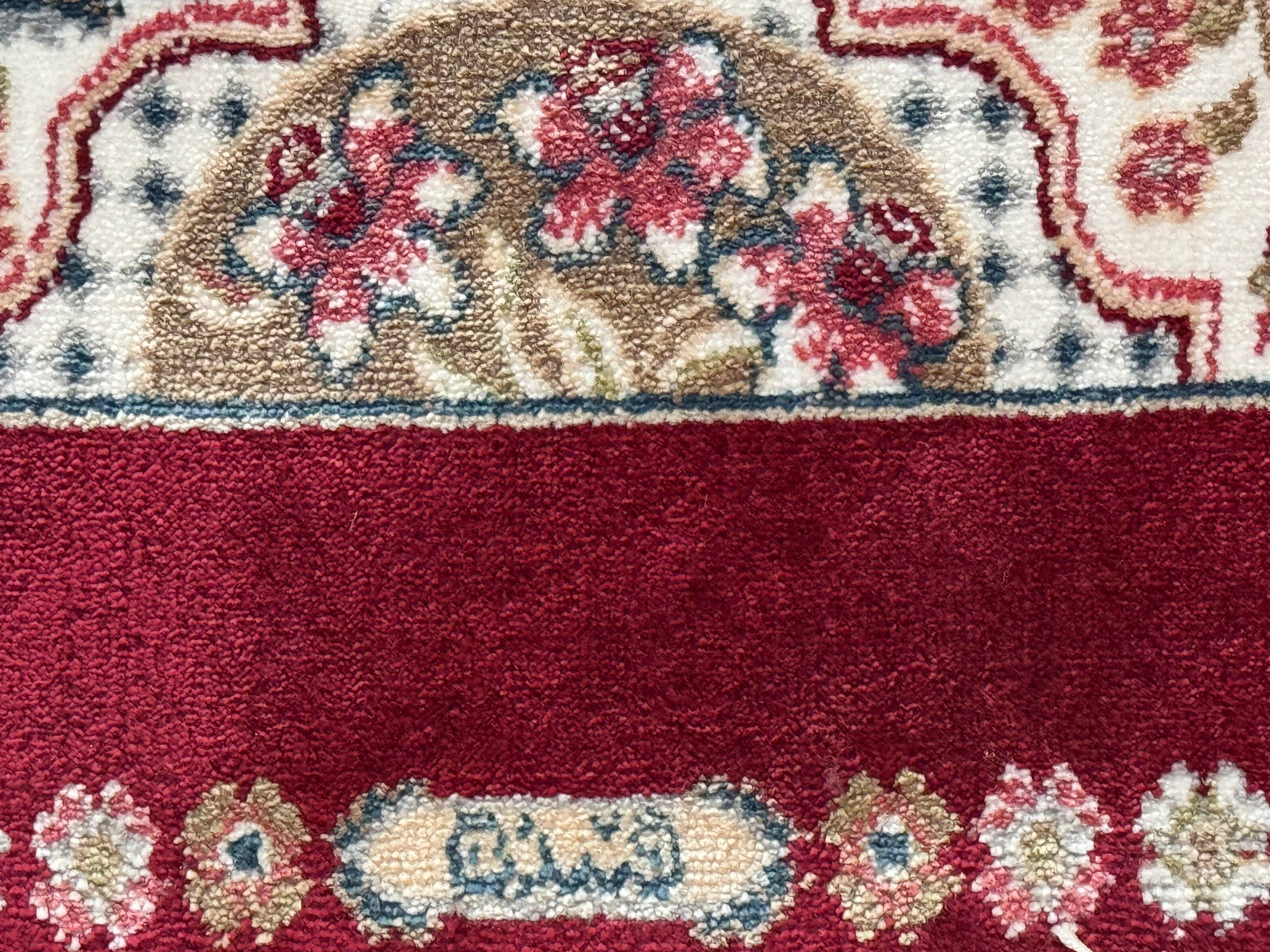 Dark Red Turkish Silk Rug 2.6 x 4, Hunting Design Scene, Bamboo Silk