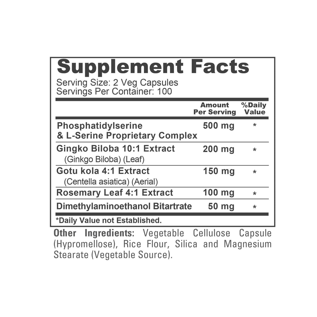 NusaPure Phosphatidylserine Memory Ultimate Complex 1000mg 200 Vegetarian Caps (Vegan, Non-GMO)