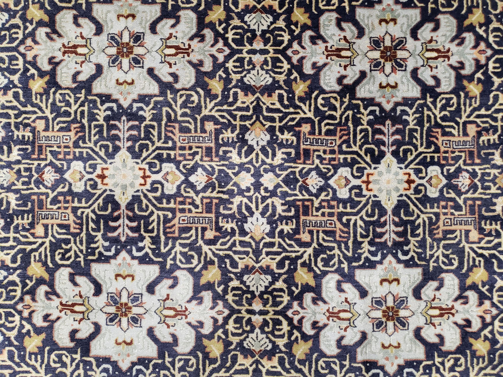 Persian Kashan Rug, Navy Blue, Hand-Knotted, Wool, 4' 8" x 7' 4", Pair A