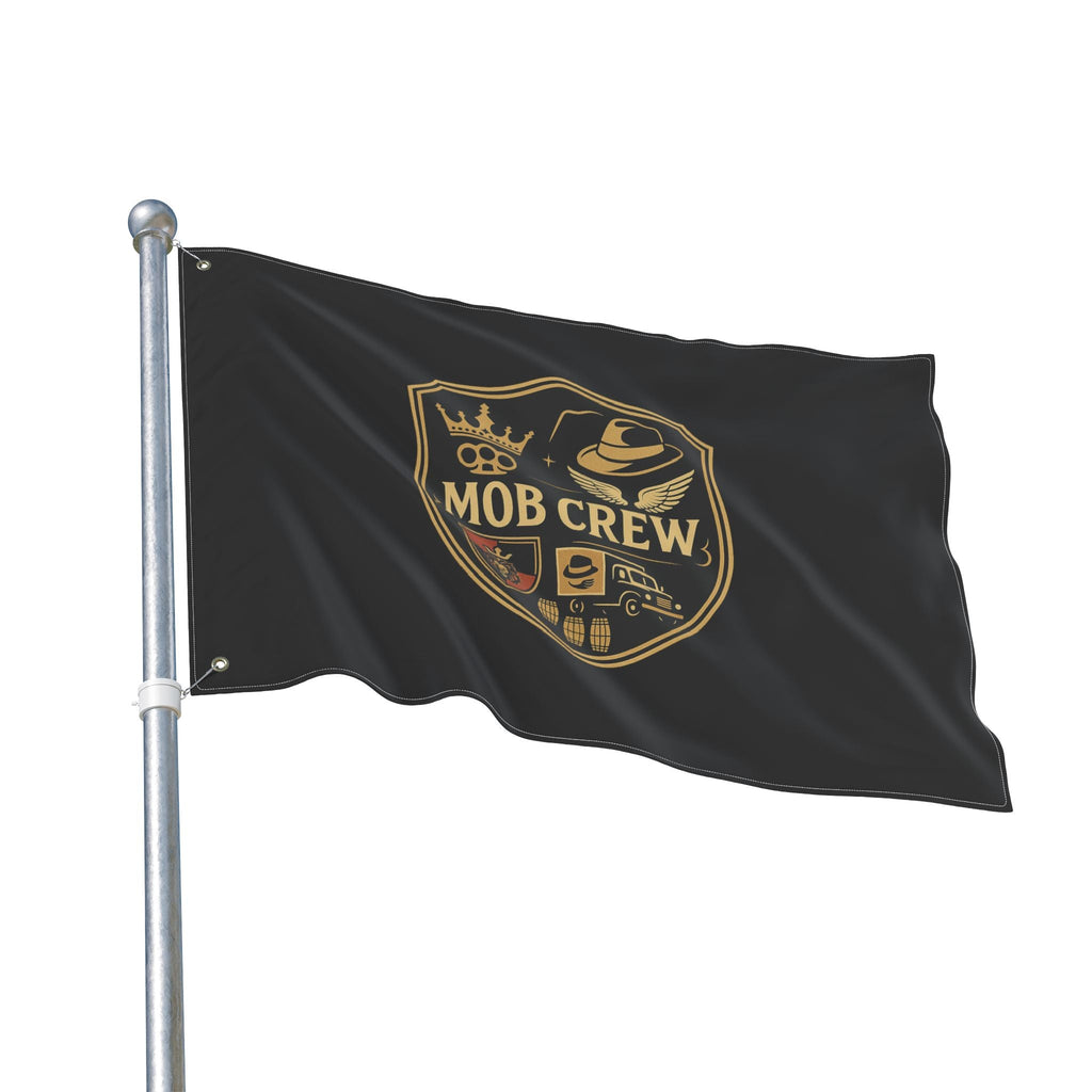 Mob Crew 4 Family Shield Flag – Vintage Mafia Emblem Double-Sided Outdoor Banner