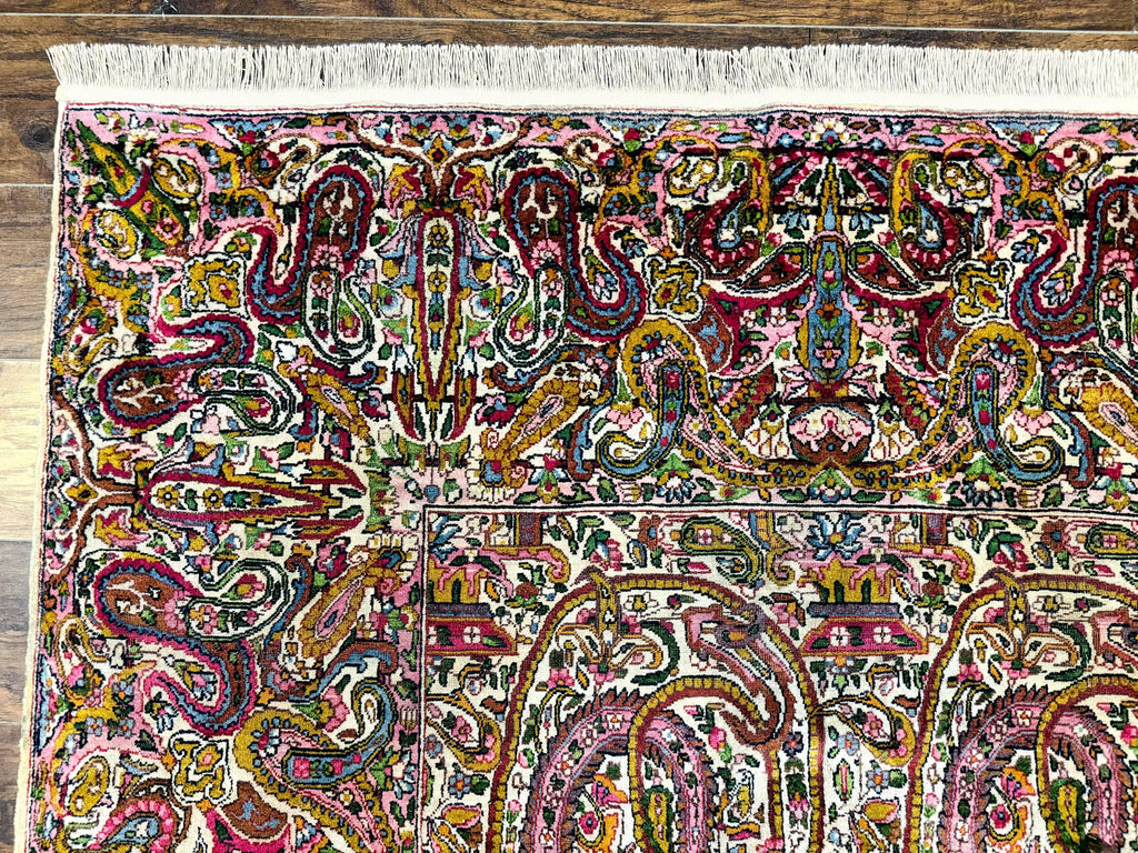Rare Antique Persian Kerman Lavar Rug 9x12, Boteh Paisley Design