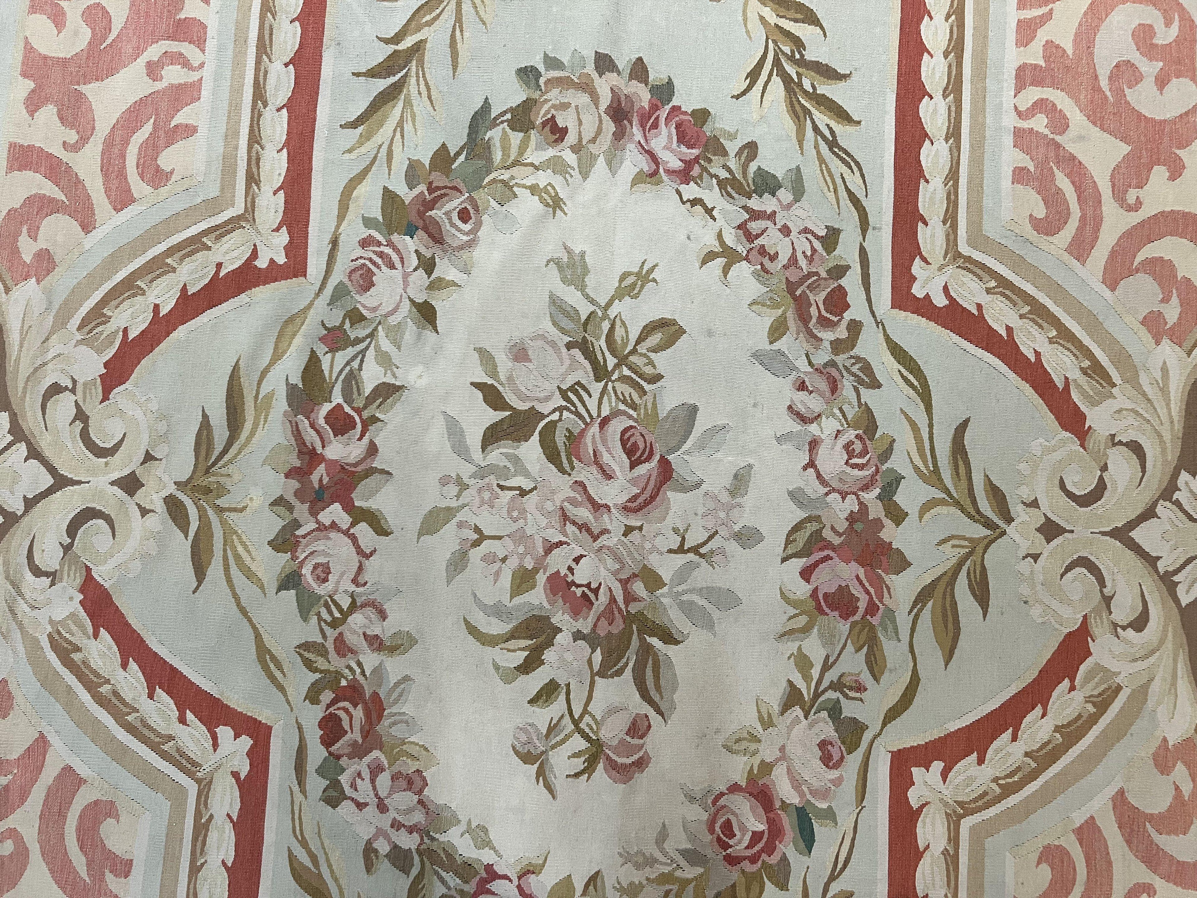Aubusson Rug 10x14, Wool Handmade Vintage Carpet, Elegant French European Design Rug, Large Room Sized Aubusson Rug, Stark Carpet