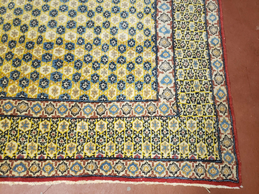 5x7 Authentic Handmade Rug Star Of David Wool Rug Green Rug Gold Rug 4x6 Rug