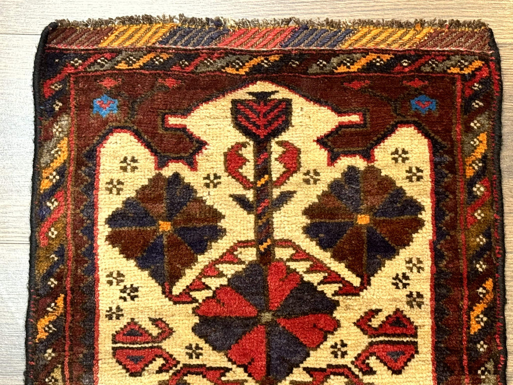 Small Persian Baluchi Tribal Rug, Tan, Handmade