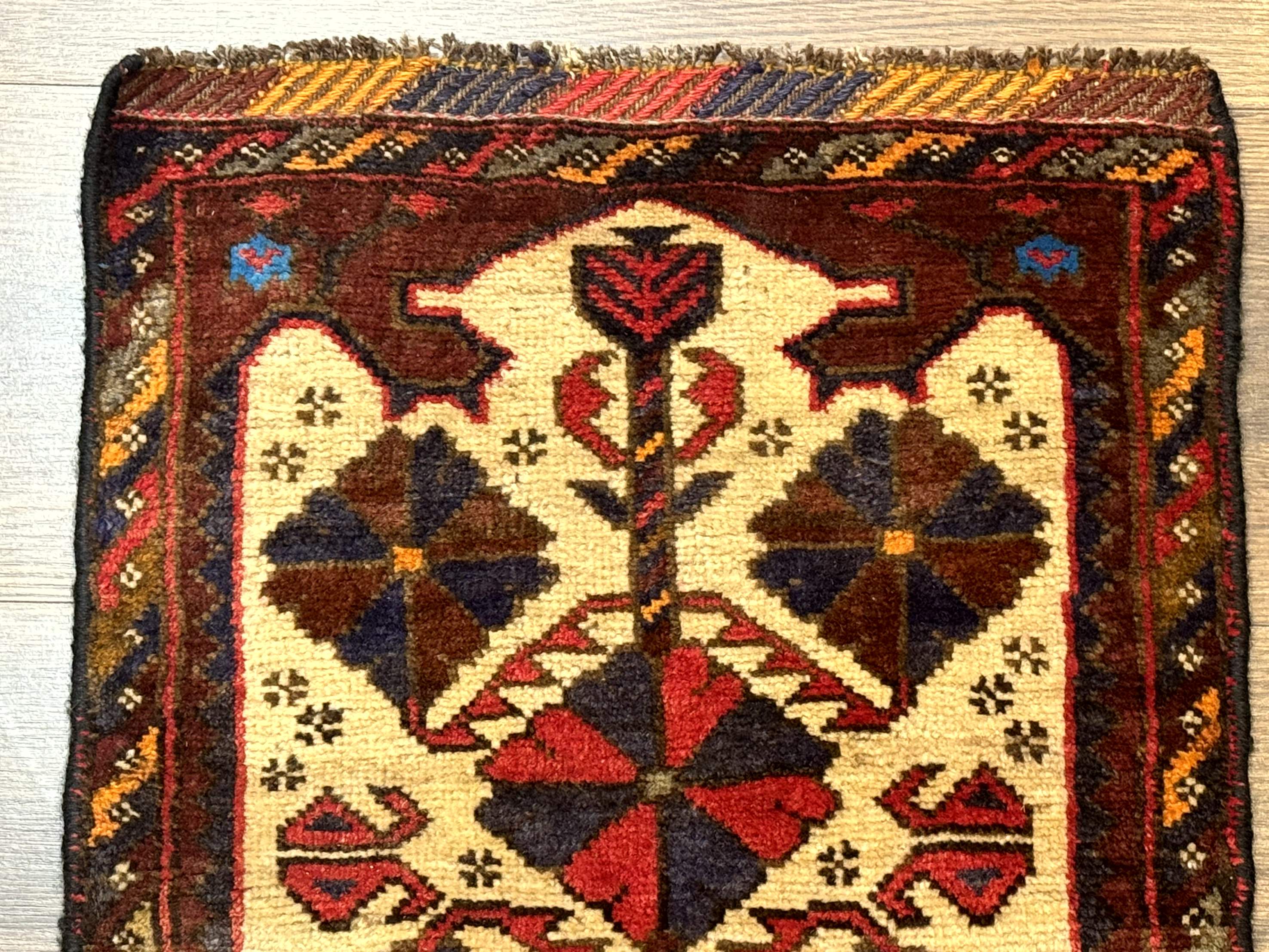 Small Persian Baluchi Tribal Rug, Tan, Handmade