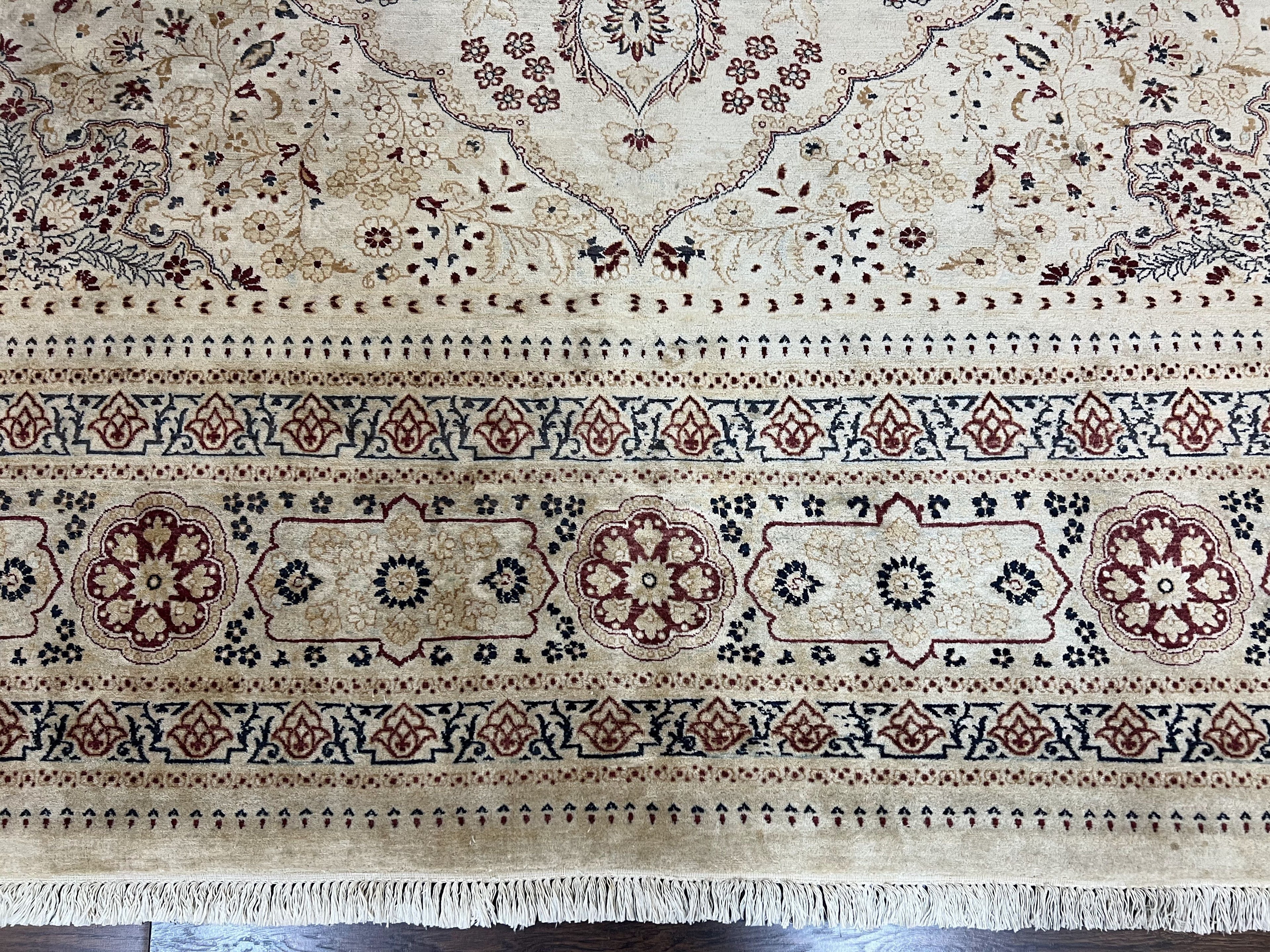 Pak Persian Rug 9x11, Very Fine Hand Knotted Oriental Carpet, Haji Jalili Design, Ivory/Cream, Wool Handmade Room Sized Rug 9 x 11 ft, Nice