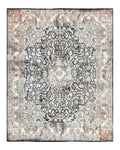 Silk Indian Kashmiri Rug 8x10, Floral Medallion, Indo Persian Carpet, Handmade Vintage Silk Rug