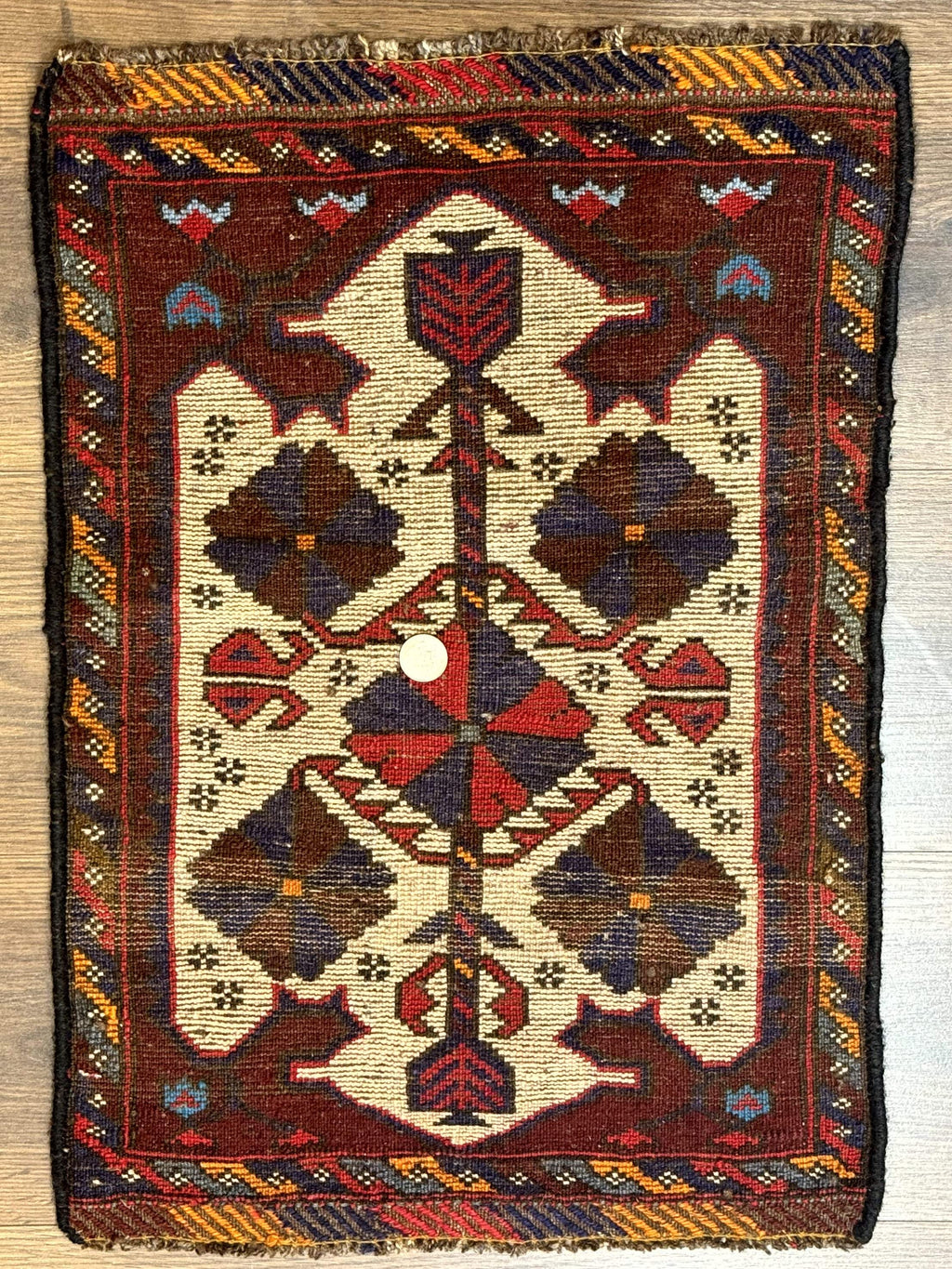 Small Persian Baluchi Tribal Rug, Tan, Handmade