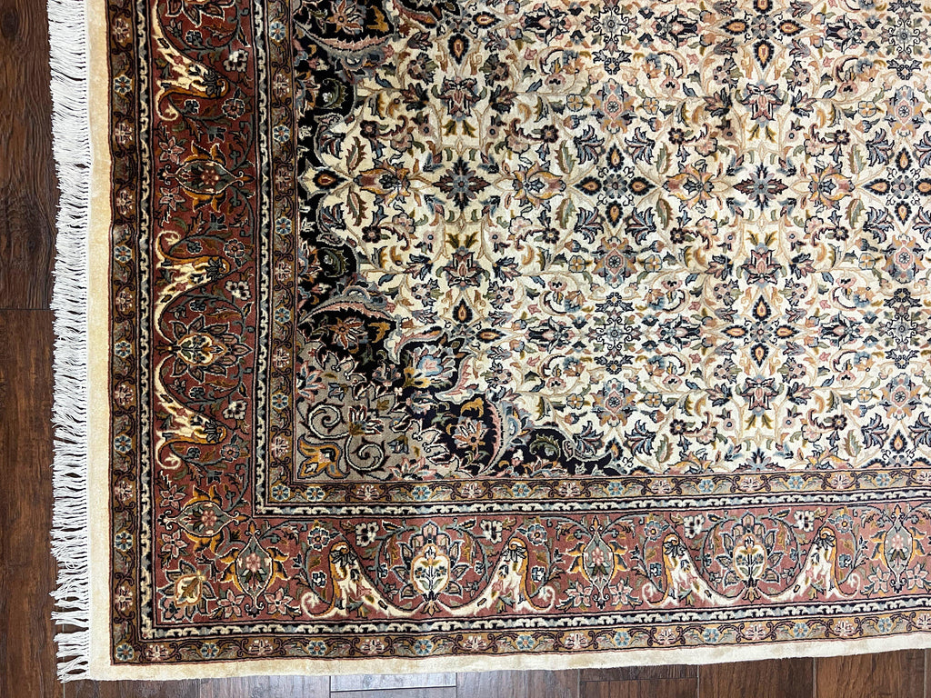 Pak Persian Rug 5x8, Handmade Wool Oriental Carpet, Vintage Rug, Floral Allover, Very Fine 320 KPSI