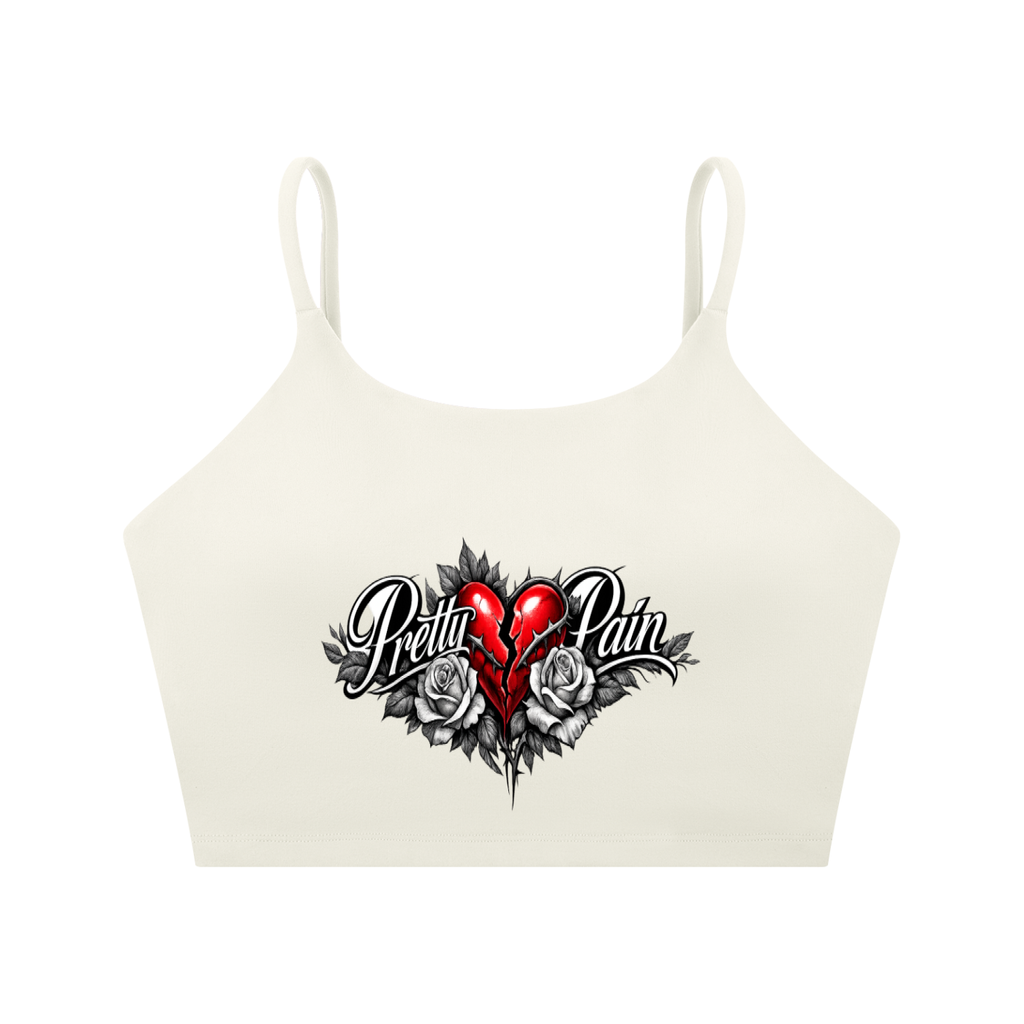 PRETTY PAIN Spaghetti Strap Yoga Sports Bra