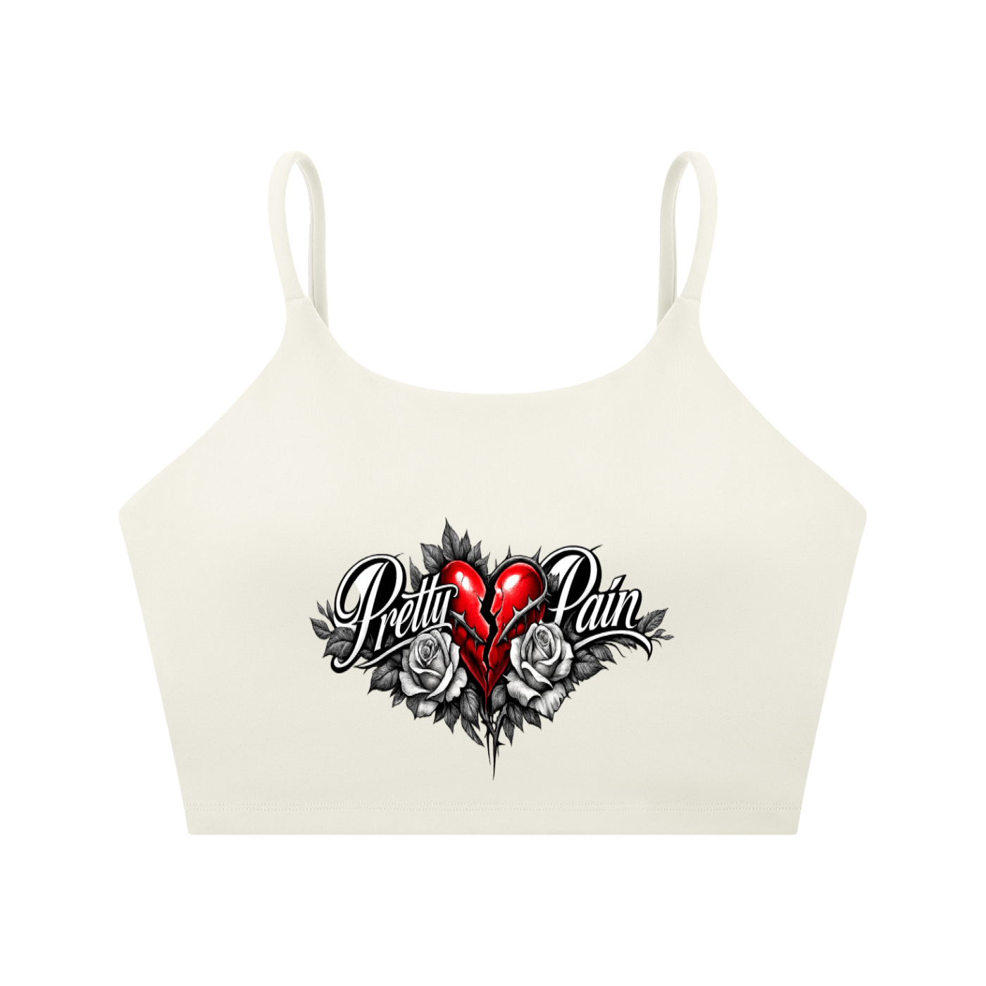 PRETTY PAIN Spaghetti Strap Yoga Sports Bra