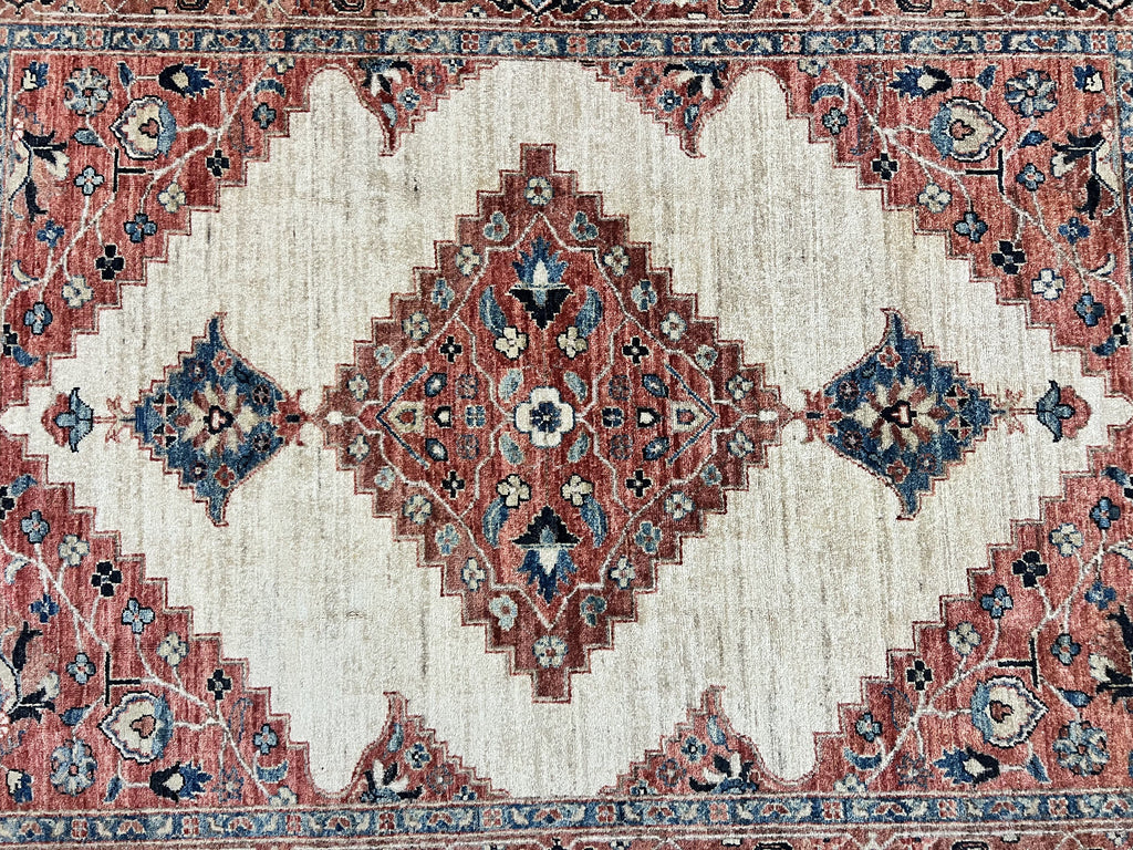 Peshawar Rug 5x7, Wool Hand Knotted Handmade Vintage Carpet, Serapi Design, Pakistani Rug 5 x 7 ft, Medium Sized, Geometric Rug