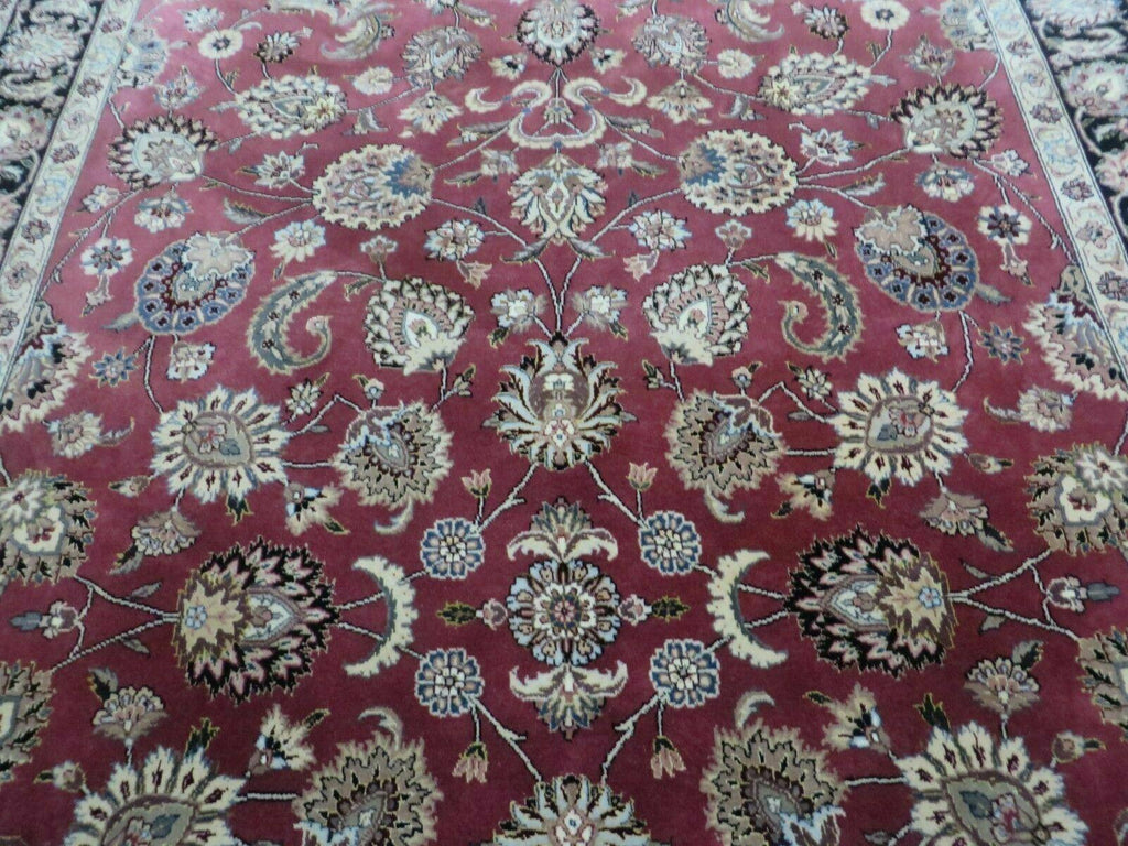 6' X 9' Vintage Handmade Fine India Floral Oriental Silk Accent Wool Rug Carpet