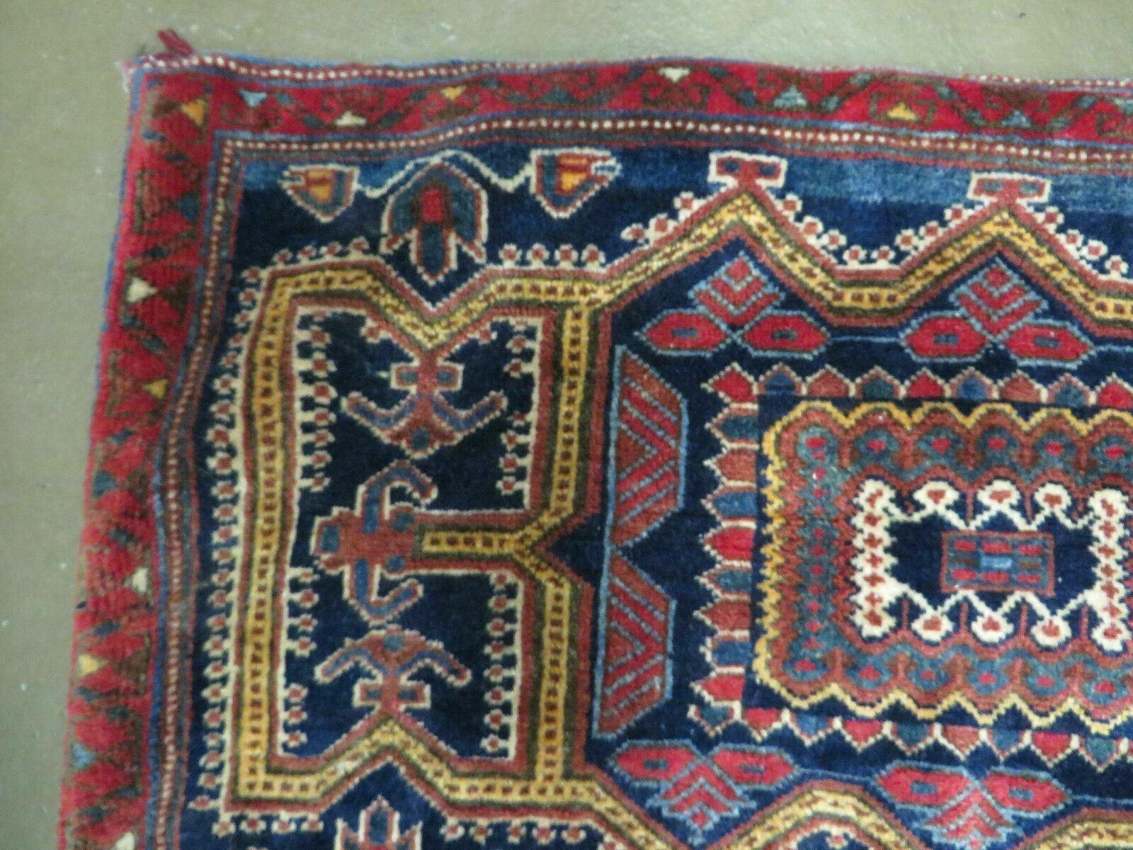 3' X 4.5' Antique Handmade Turkish Tribal Wool Rug Double Saddle Bag Nice