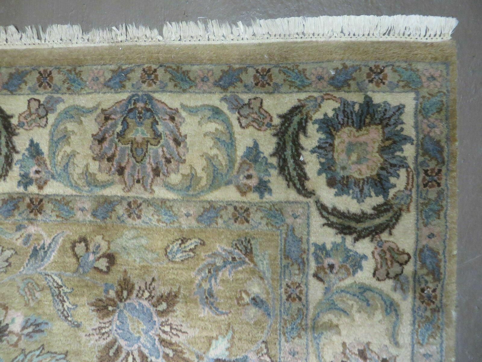 5' 6" X 9' Vintage Handmade Jaipur Indian Floral Oriental Wool Rug Veg Dyes