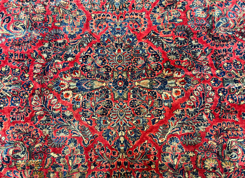 Palace Size Persian Sarouk Rug 10x16, Rare Size, Red, Large Antique Persian Carpet