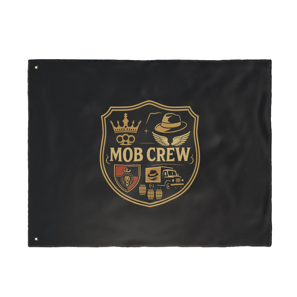 Mob Crew 4 Family Shield Flag – Vintage Mafia Emblem Double-Sided Outdoor Banner