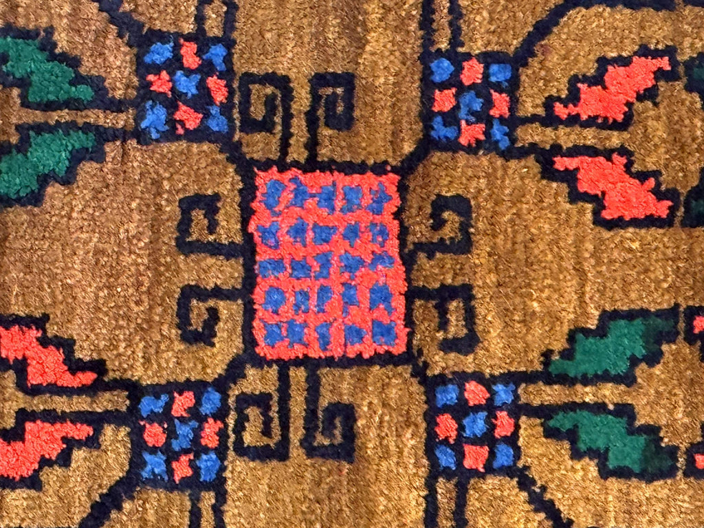 Small Persian Baluchi Rug, Tribal Rug, Brown, Multicolor