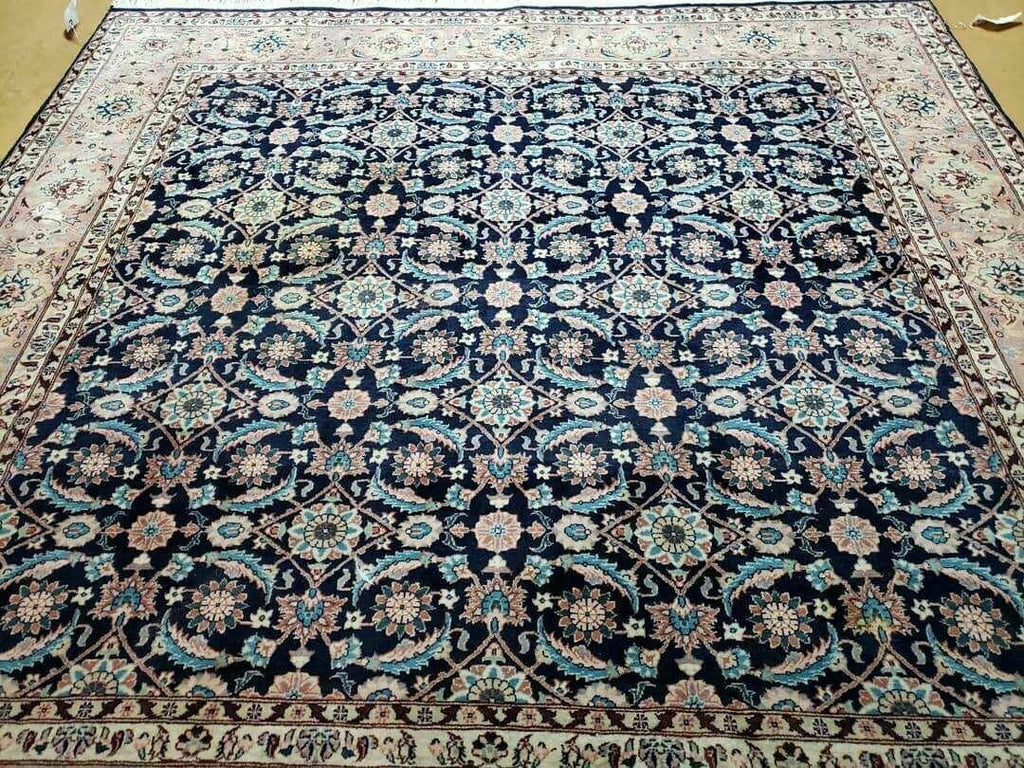 Square Indo Persian Rug 6x6, Hand Knotted, Wool, Allover Pattern
