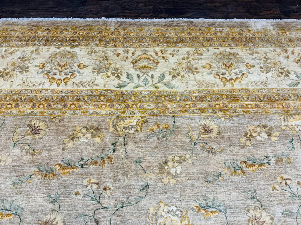 Palace Sized Rug 11x18, Handmade Wool Oversized Persian Carpet 11 x 18 ft, Gray-Taupe, Beige-Cream, Floral, Large Hand Knotted Area Rug