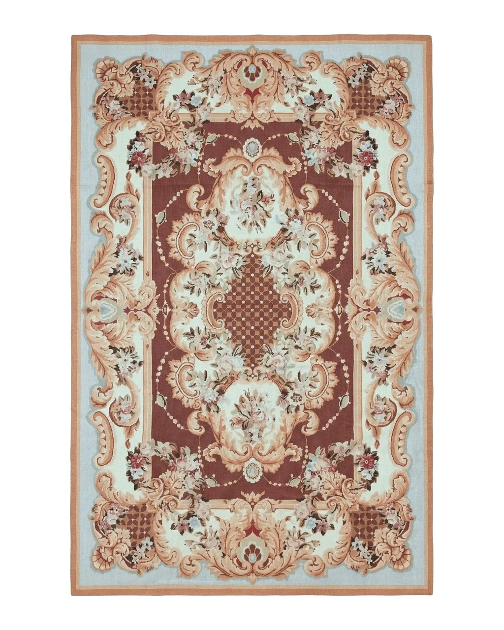 Vintage Needlepoint Rug 6x9, Aubusson Rug, Flatweave Wool Elegant Carpet, Medium Size, French European Design