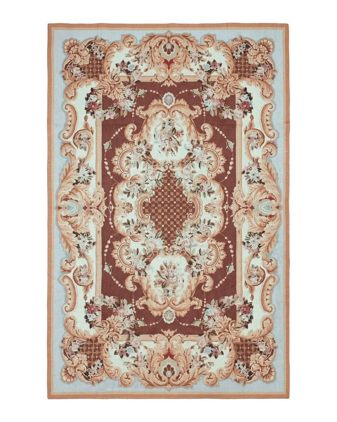Vintage Needlepoint Rug 6x9, Aubusson Rug, Flatweave Wool Elegant Carpet, Medium Size, French European Design