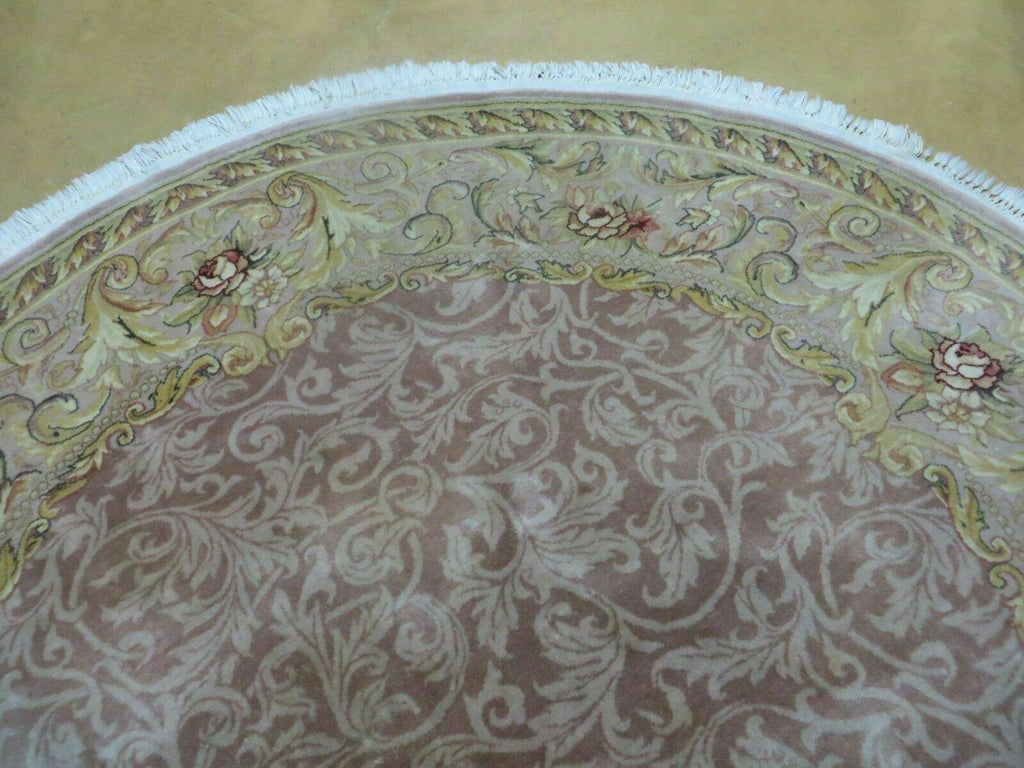 6' X 6' Round Handmade Fine Chinese Floral Oriental Silk Wool Rug Carpet Nice