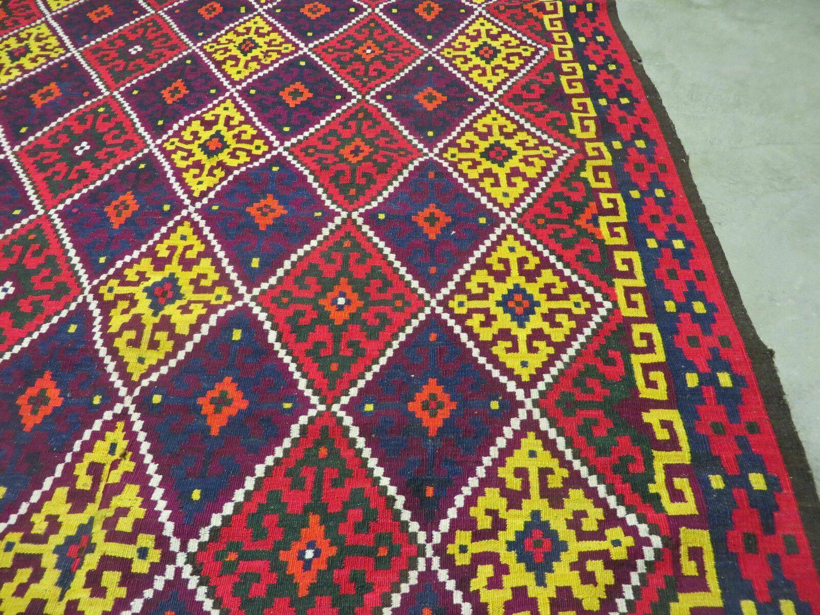 6' X 13' Antique Turkish Kilim Handmade Flat Weave Wool Rug Veg Dye