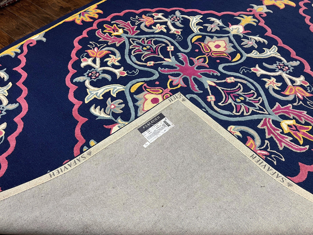 Safavieh Rug 8x10 Belagio Collection, Navy Blue Pink Yellow, Power-Loomed Wool Carpet, Floral Area Rug, Modern Rug, Room Sized 8 x 10 ft Rug