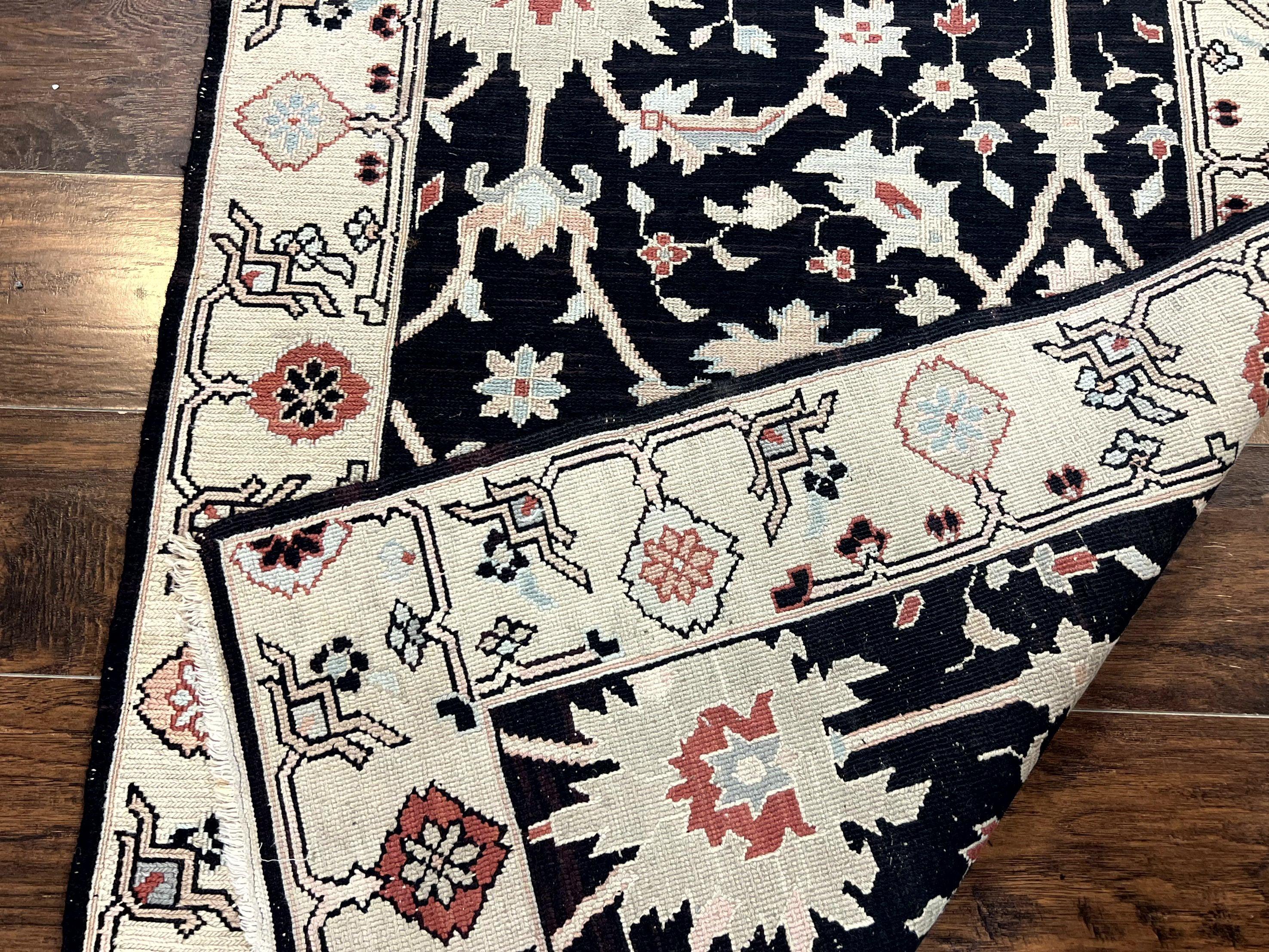 Turkish Flatweave Kilim Rug 3x5, Black, Handmade Vintage Wool Carpet